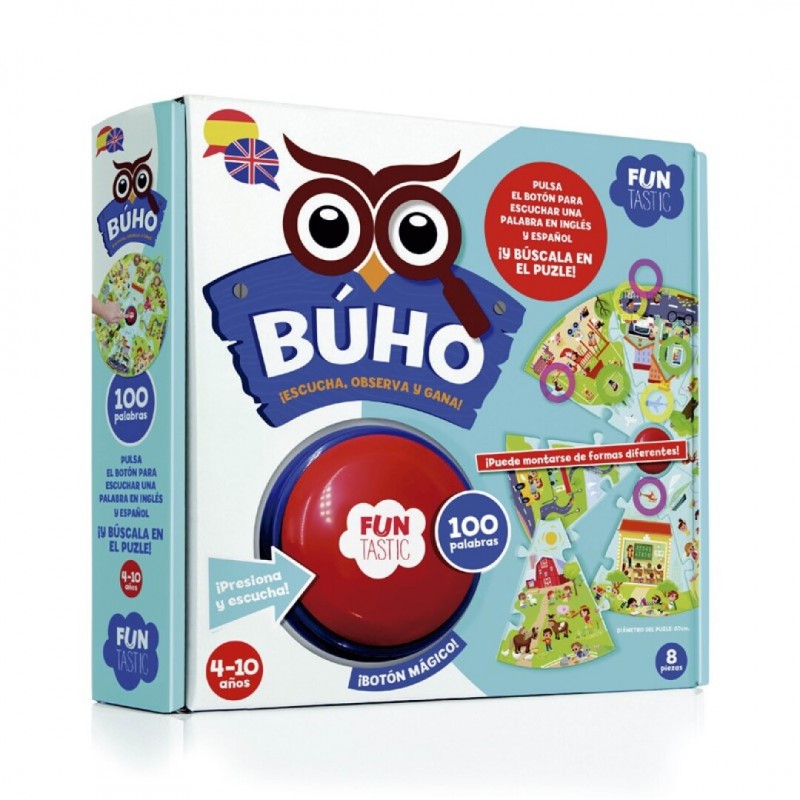 Búho puzzle botón 100 palabras