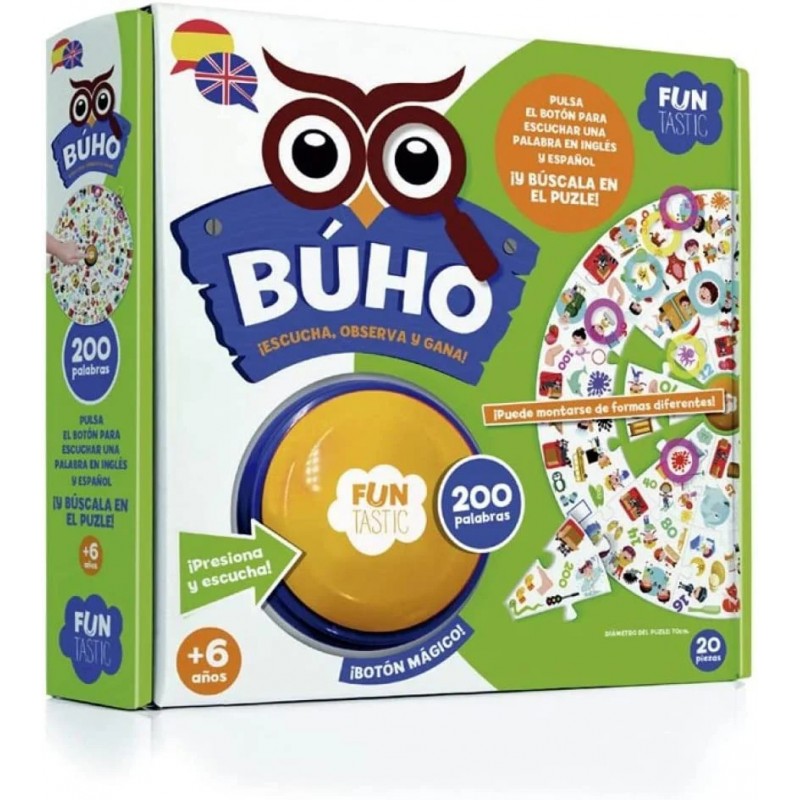 Búho puzzle botón 200 palabras